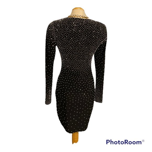 LIKE NEW XSCAPE Bling Dress Stunning Las Vegas Dress Sz 8 Stretchy Long Sleeves - Picture 4 of 4